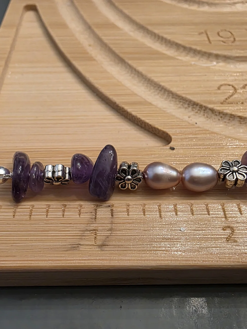 Handmade Purple Amethyst and Lavendar Pearl Bracelet
